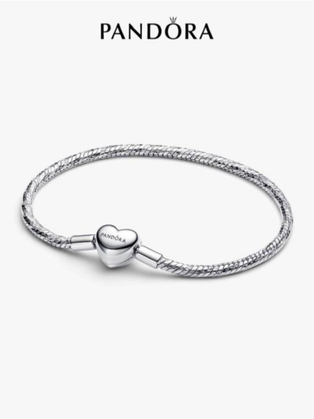 Pandora Heart Clasp Faceted Snake Chain Bracelet